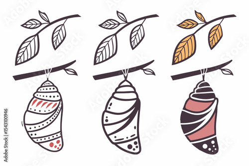 set of Cocoon silhouette vector illustration