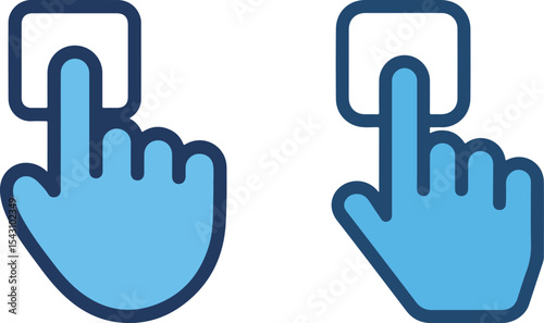 Two Blue Hand Cursor Icons Minimalist Design vector