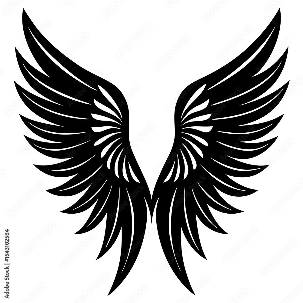 Obraz premium A-Angel Wing Vector | Generative AI & Linocut Silhouette Art Design