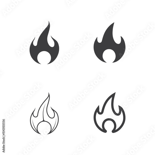 Burn logo vector design with fire flames and minimalistic modern logo style
