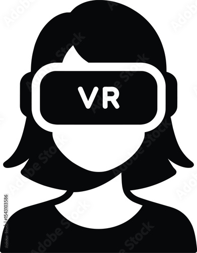 Woman wearing VR headset, symbolizing virtual reality experience.