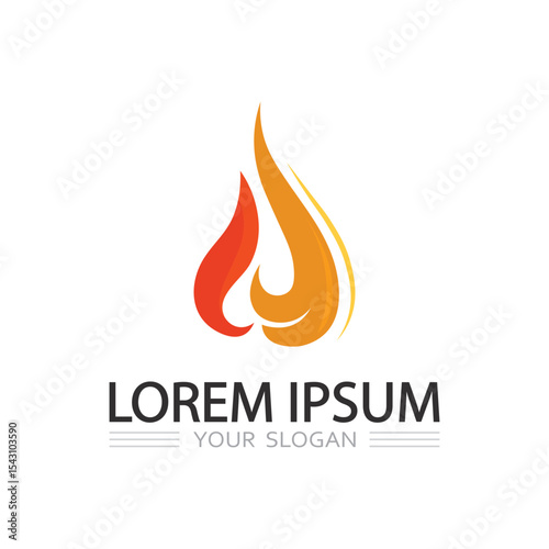Hot blazing flame vector icon logo template for fire themed graphic design