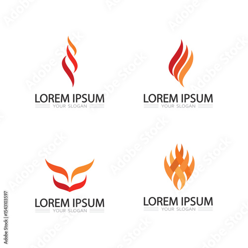Abstract fire flame logo design with modern vector style for microstock icons