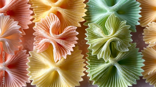 pink, green, and yellow pasta photo