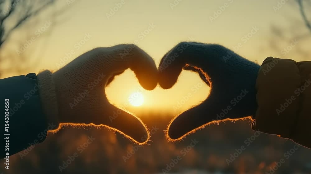 Hands forming a heart shape at sunrise Hands forming a heart shape at sunrise