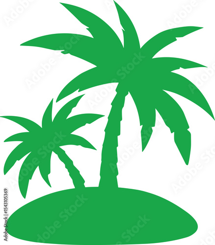 Green tropical palm tree silhouette.