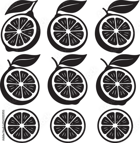 set of citrus fruits