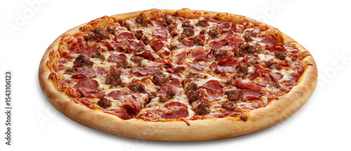 Baking a loaded meat lovers pizza kitchen food image freshly baked gigapixel high fidelity
