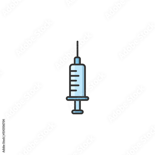 Flat Syringe Icon - Medical Injection Needle Vector Illustration