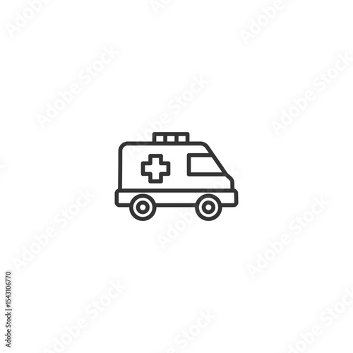 Outline Ambulance Icon - Emergency Medical Vehicle Illustration