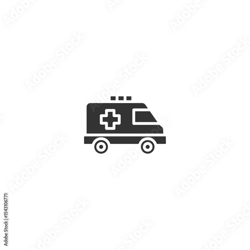 Silhouette Ambulance Icon - Emergency Medical Vehicle Illustration