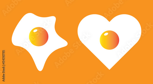 fried egg flat illustration set. Set of fried eggs