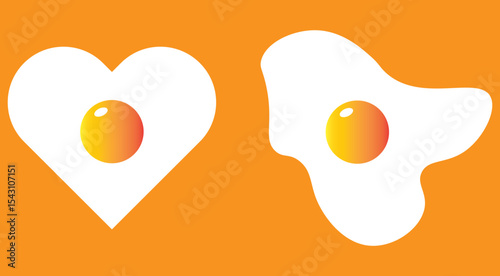 fried egg flat illustration set. Set of fried eggs