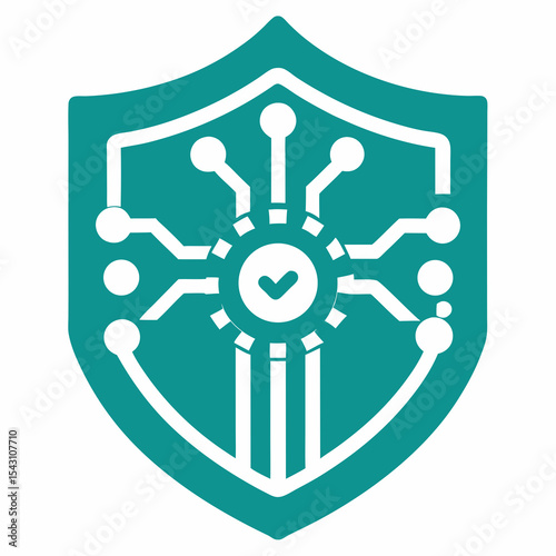 Check Shield Circuit Board silhouette vector illustration