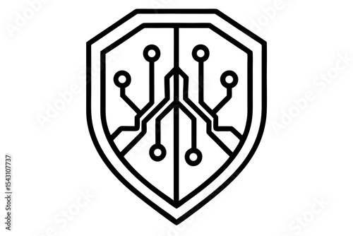 Check Shield Circuit Board silhouette vector illustration