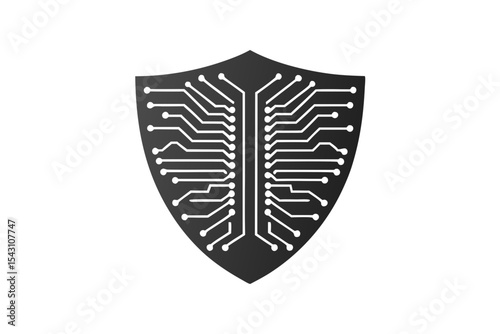 Check Shield Circuit Board silhouette vector illustration