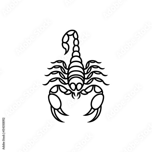 Stylized black scorpion design showcasing intricate details and bold lines suitable for tattoos or illustrations