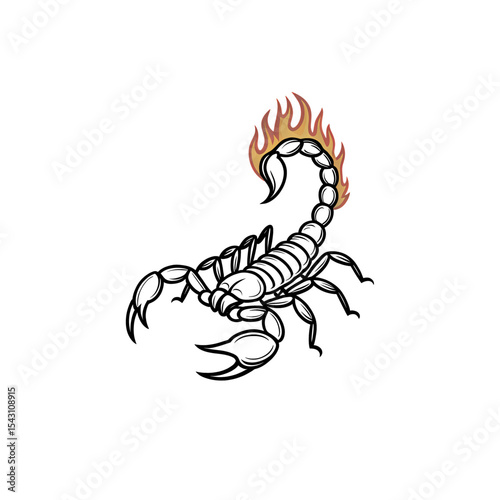 Stylized black scorpion design showcasing intricate details and bold lines suitable for tattoos or illustrations