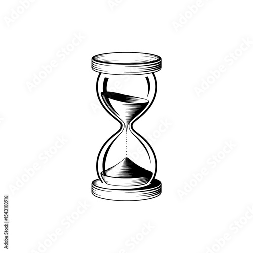 Hourglass symbolizing the passage of time with sand flowing for a reflective moment in a minimalist design