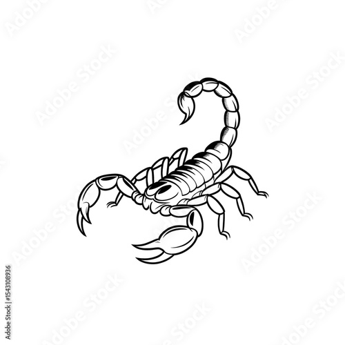 Stylized black scorpion design showcasing intricate details and bold lines suitable for tattoos or illustrations
