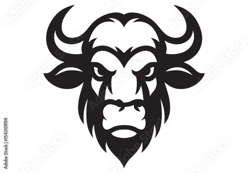 Realistic Buffalo Head Vector.