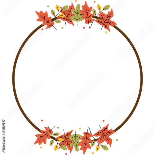 Round Autumn Leaves Frame
