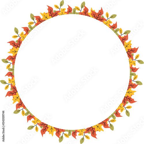 Round Autumn Leaves Frame
