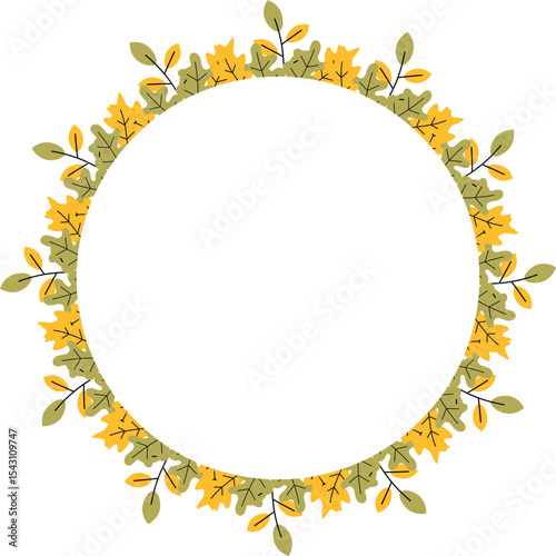 Round Autumn Leaves Frame
