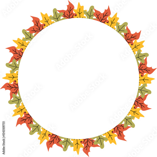 Round Autumn Leaves Frame
