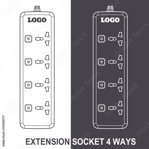 Extension Socket 4 Ways drawing