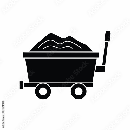 Cart and Sand Pile silhouette vector illustration