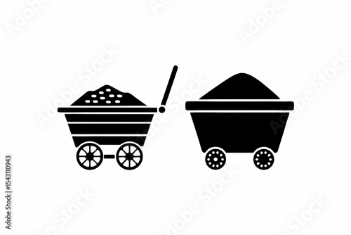 Cart and Sand Pile icon silhouette vector illustration