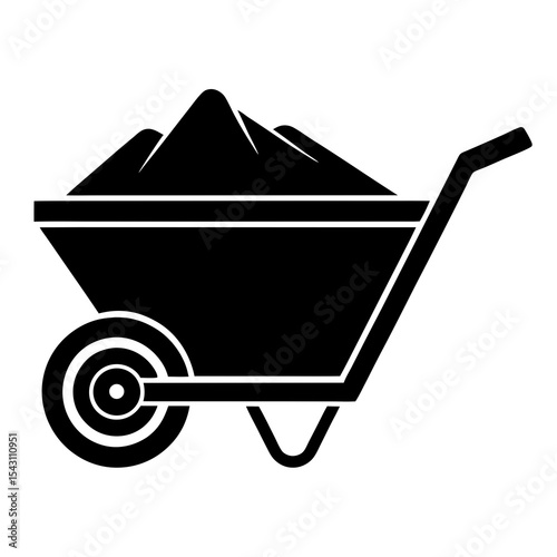 Cart and Sand Pile silhouette vector illustration