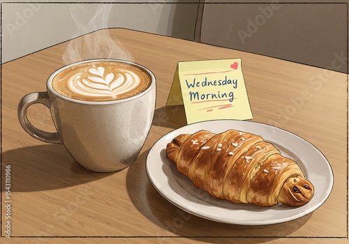 Wednesday morning coffee croissant breakfast