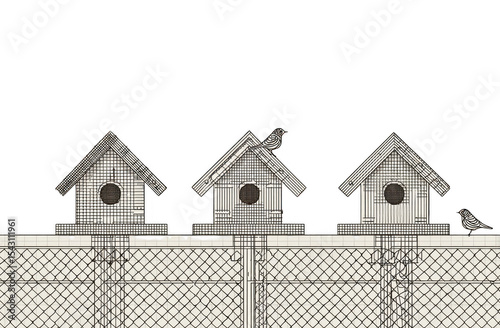 Birdhouses on a Fence