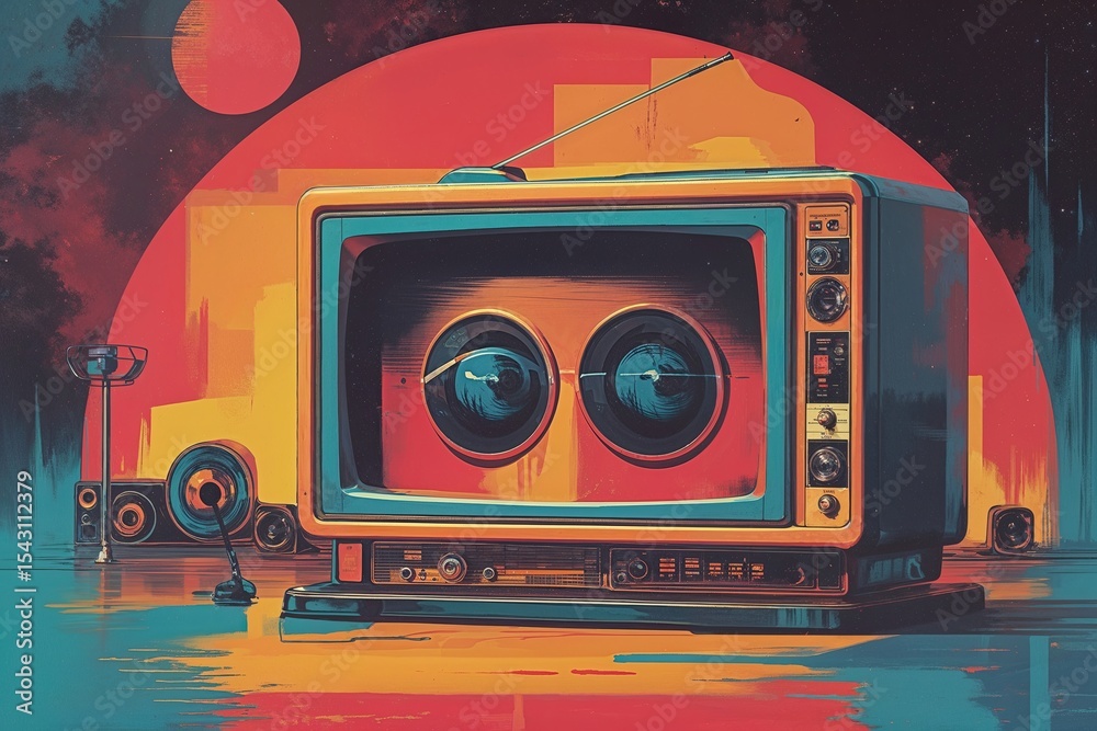 Obraz premium Retro Old-Fashioned Tech Canvas Artistry Representation