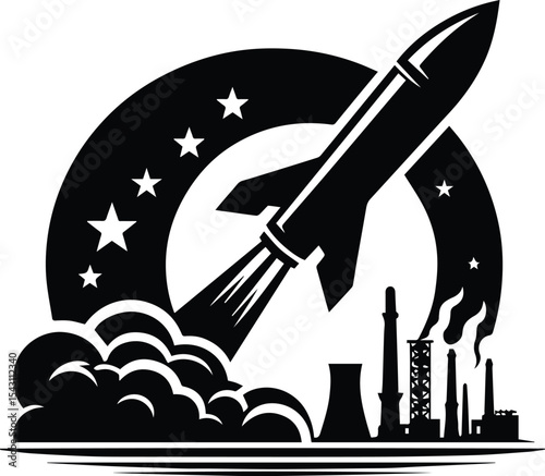 Black and White Rocket Launcher Vector Icon, Military Weapon Silhouette, Tactical Rocket, Simple Combat Weapon Icon Isolated on White, Rocket Launcher logo, Rocket icon vector, rocket PNG.