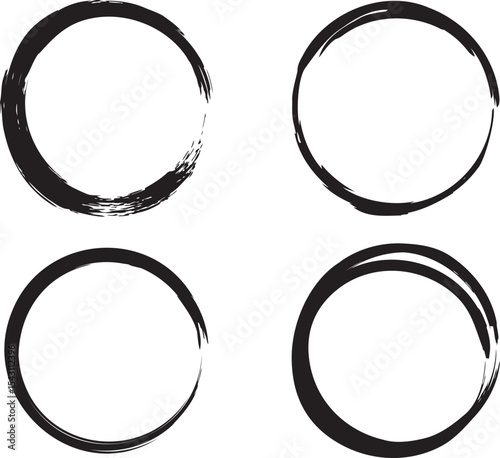 Hand drawn brush circle frames.