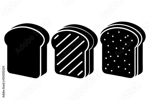 set of Bread Slices silhouette vector illustration
