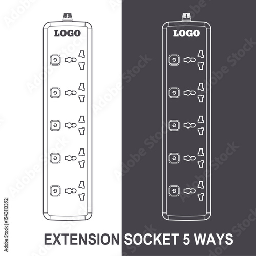 Extension Socket 5 Ways drawing
