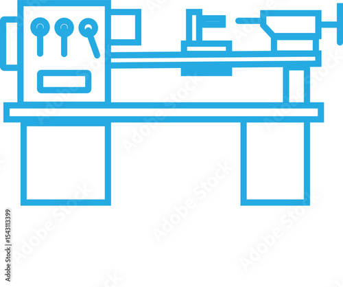 Fancy Lathe Machine Vector for Facing and Cutting Operations – Precision Metal Turning Equipment for Iron Shaping, Industrial Manufacturing, and Mechanical Engineering