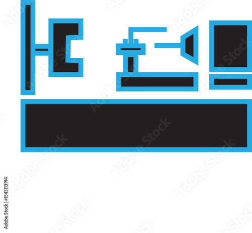 Lathe Machine Overview Vector – Complete Industrial Turning Equipment Illustration with Parts Labeling for Mechanical Engineering and Workshop Education