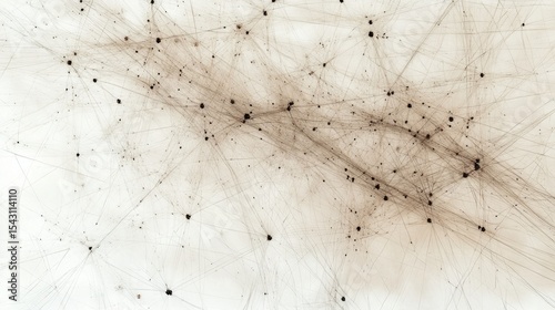An abstract background featuring lines and connections in a dark-to-light beige gradient The network of dots connected by thin threads creates a futuristic feel with a soft-focus effect