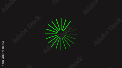 Abstract Green Loading Circle on Black Background Indicating Progress or Waiting Minimalist and Modern minimalist