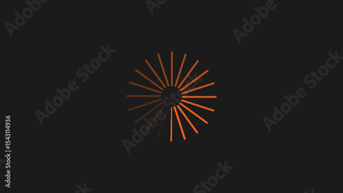 Abstract Orange Radial Lines on Dark Background Minimalist Design with Circular Pattern and Gradient This