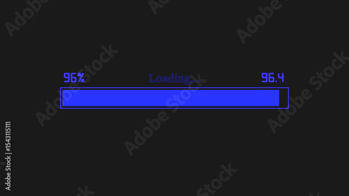 Loading Bar at 96 Percent on a Black Background with Blue Accents The image displays