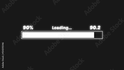 Loading Bar Animation with 90 Percent Complete on Black Background for Website Design loading bar