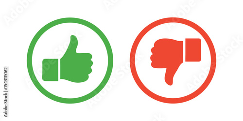 Green thumbs-up and red thumbs-down icons in circular buttons, representing approval and disapproval.