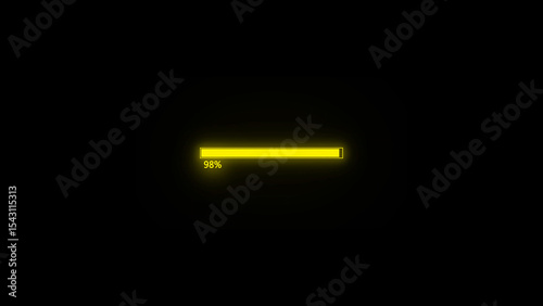 Almost There A Neon Yellow Loading Bar Displaying Ninety Eight Percent on a Black Background
