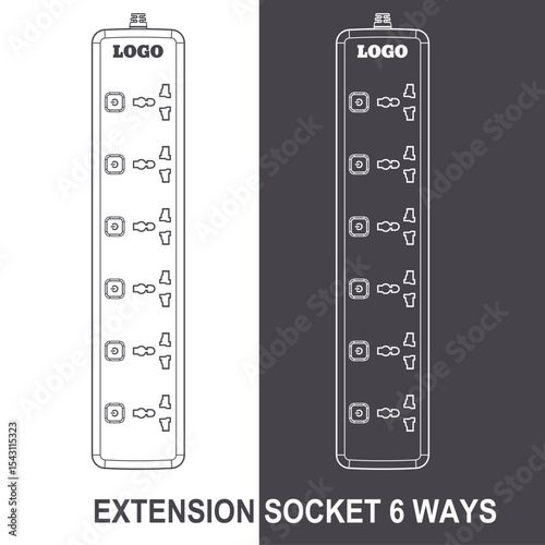 Extension Socket 6 Ways drawing